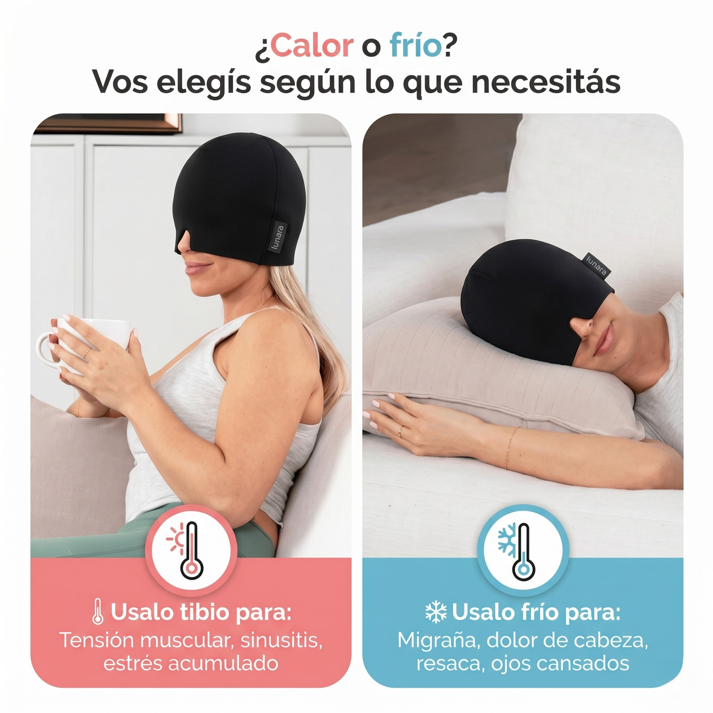 Gorro de Gel Lunara - Calmá la migraña y volvé a tu día, sin pastillas